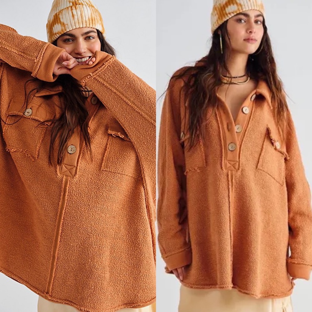 FREE PEOPLE Rowan Pullover Size Medium Brown Sweater